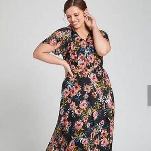 Lane Bryant Black Floral Maxi Dress